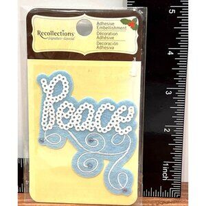 Recollections Adhesive Embellishment "Peace" Blue Sequin Holiday 23792445857